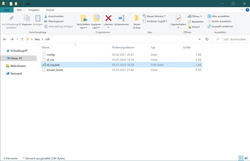 SSH Ordner mit id_rsa